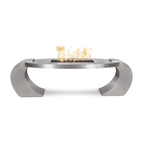 The Outdoor Plus 80 Round Frisco Fire Table - Powder Coated Metal - Silver Vein - Liquid Propane OPT-FRSPC80-SLV-LP